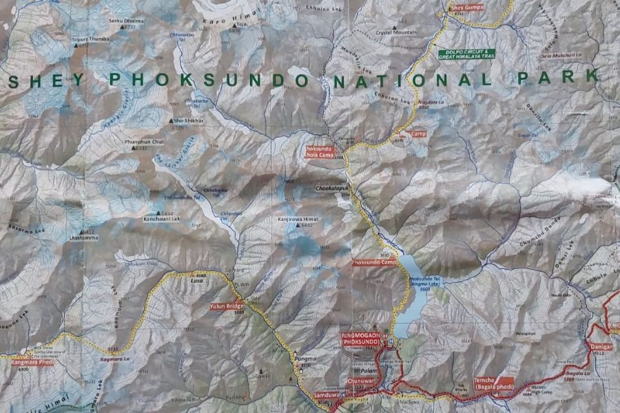 Topographic map of Shey Phoksundo National Park
